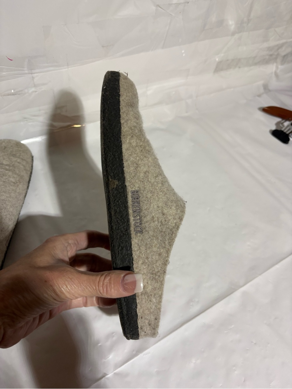 Birkenstock Felt Slip-On Clog in Beige - Picture 12 of 16